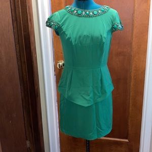 Jeweled green peplum dress